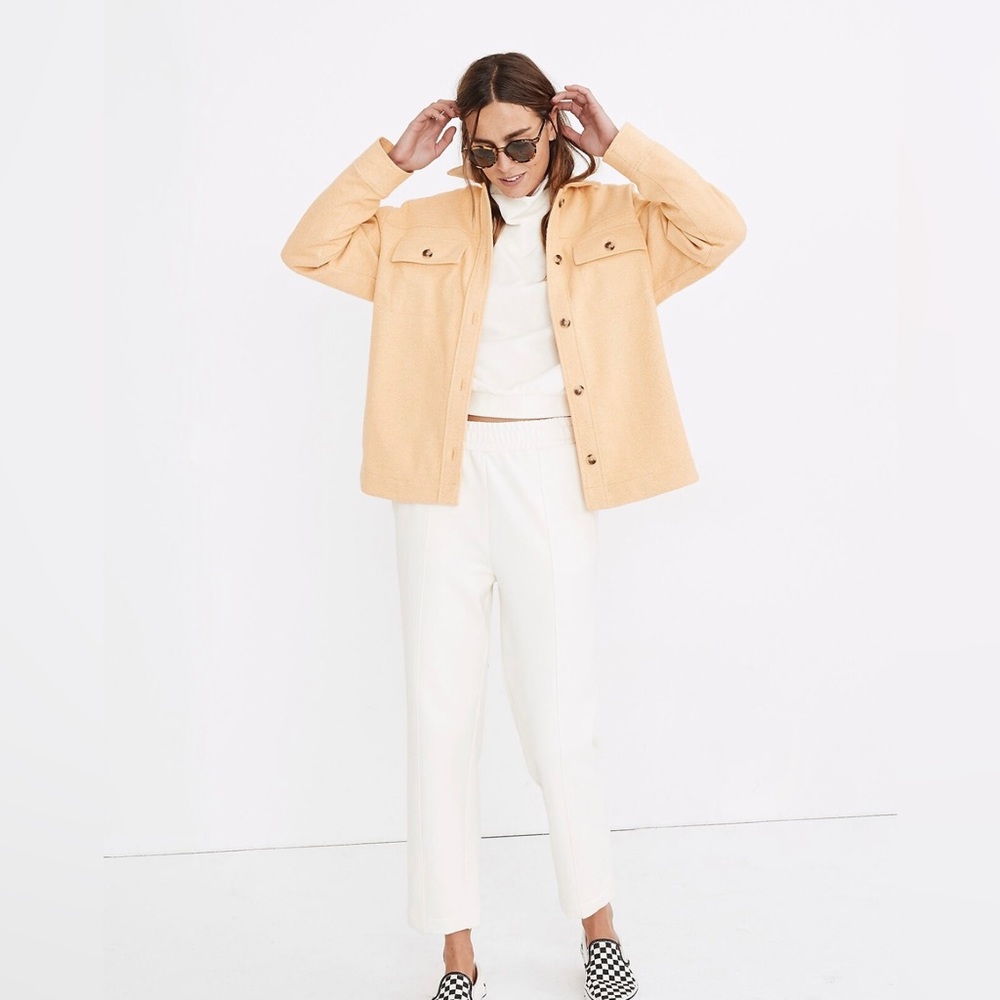 Madewell Brushed Herringbone Knit Shirt Jacket